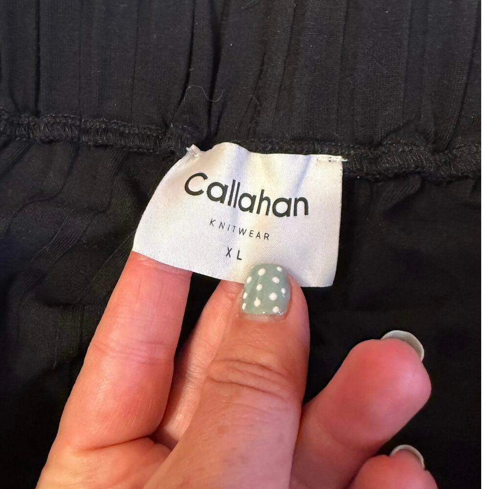 Callahan Knitwear Loungewear Athleisure Casual Black Ribbed Wide Legged Pants XL - Picture 12 of 15